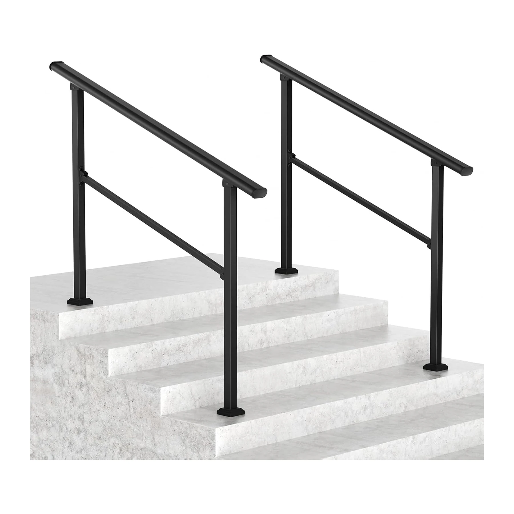 HYQY High Quality Galvanized Steel Black Outdoor Hand Rails for 2/3/4/5 Exterior Steps Handrail Kit