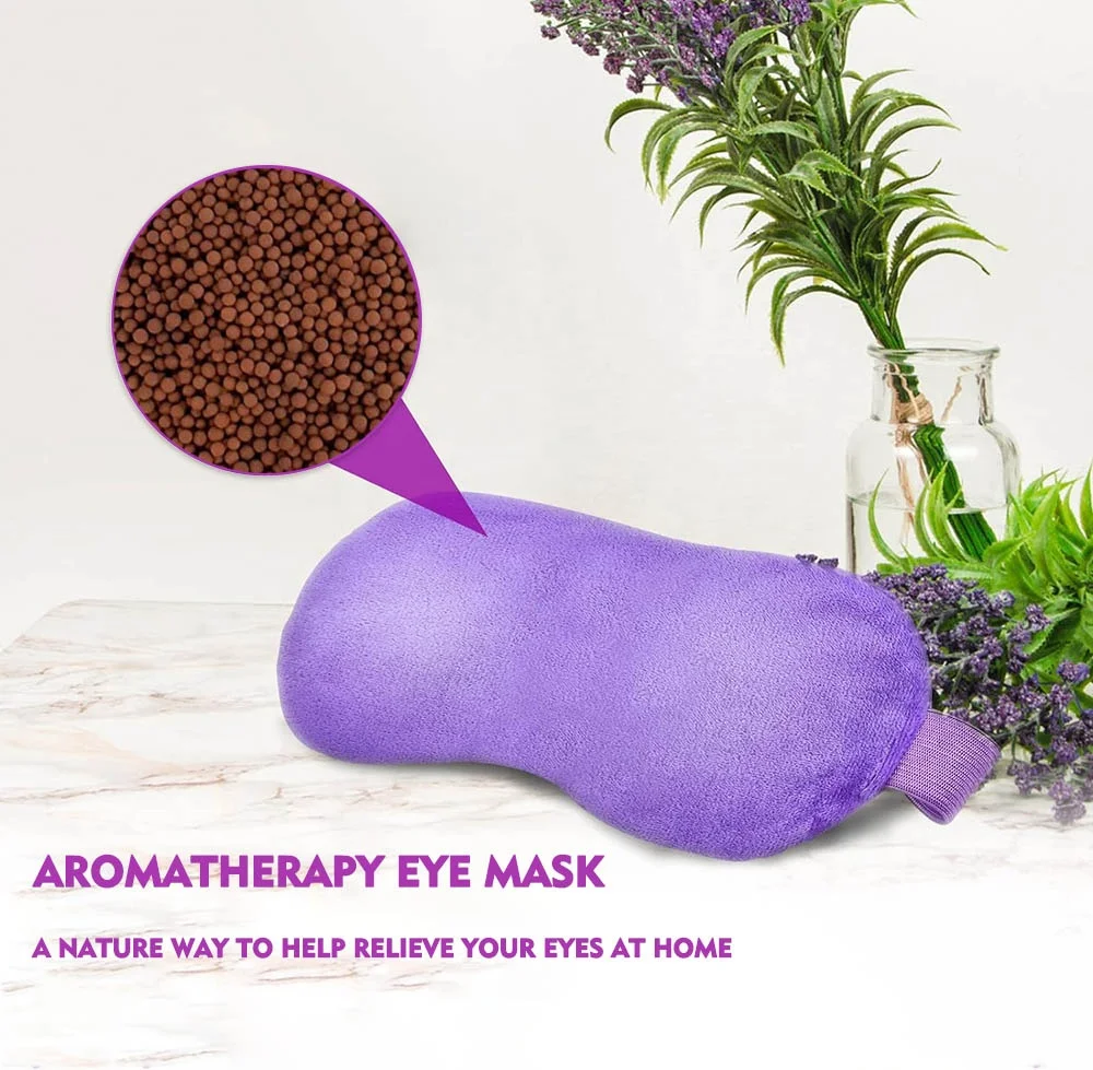 soft fleece eye mask with microwave lavender clay beads reusable hot & cold yoga eye heating pad heat compress pack