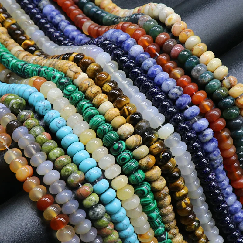 Wholesale 5*8mm  Natural Crystal Tiger eye Abacus Beads Flat Round Healing Gemstone Beads for Bracelet Necklace Jewelry Making