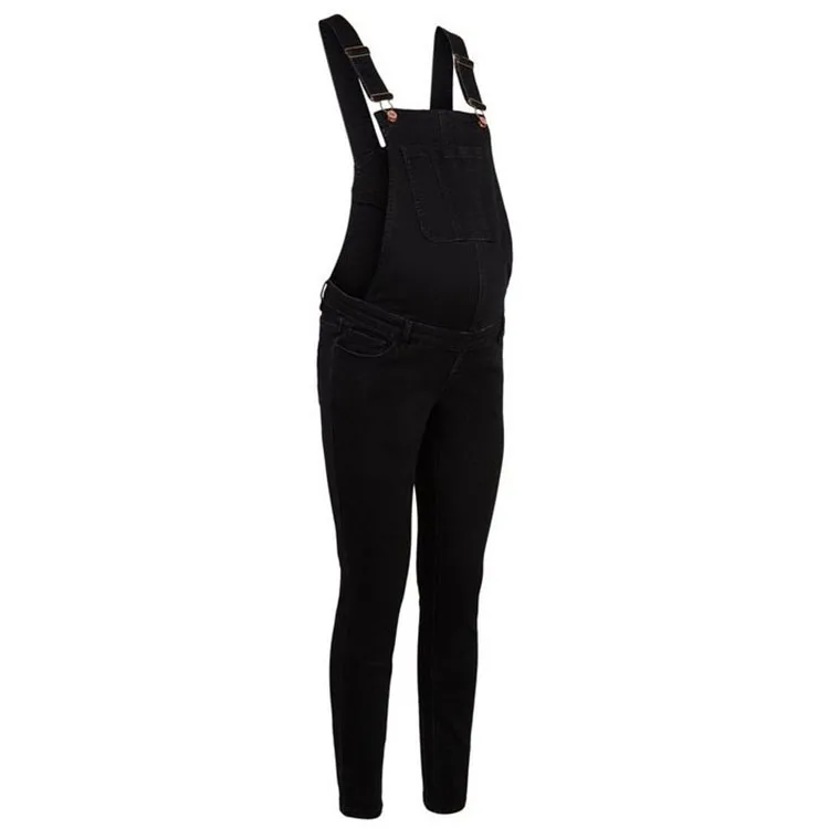 Custom Maternity Black Denim Skinny Dungarees jeans woman
