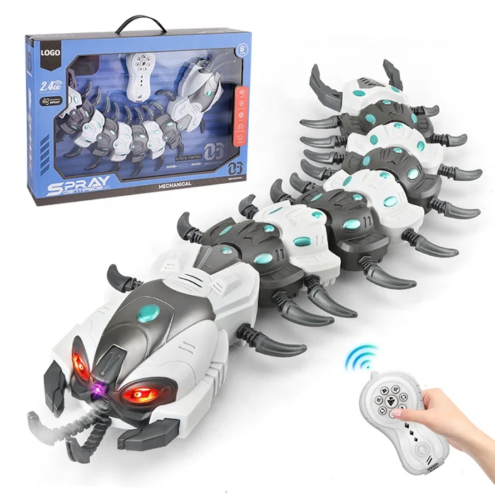 Electronic 2.4g Rc Toy Music Dance Light Mist Spray Robot Toy Remote Control Centipede Rc Animals Halloween Christmas Gift