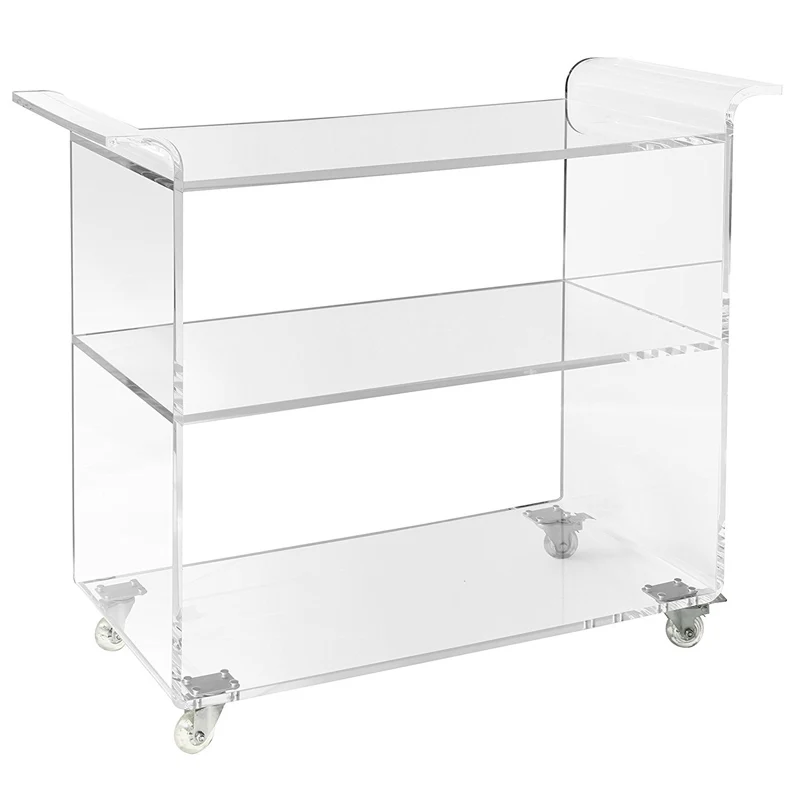 Custom Acrylic Cart Wine Trolley Bar Hotel With Four