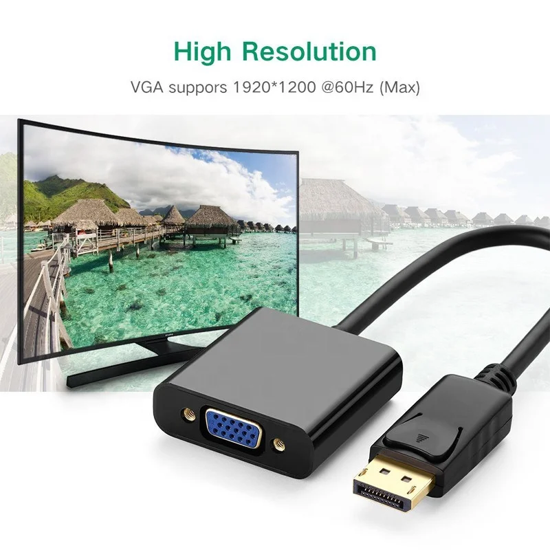 Display Port Displayport DP Male To VGA 15Pin Female Cable Convertor Adapter DP M To VGA F Kablo Kabel