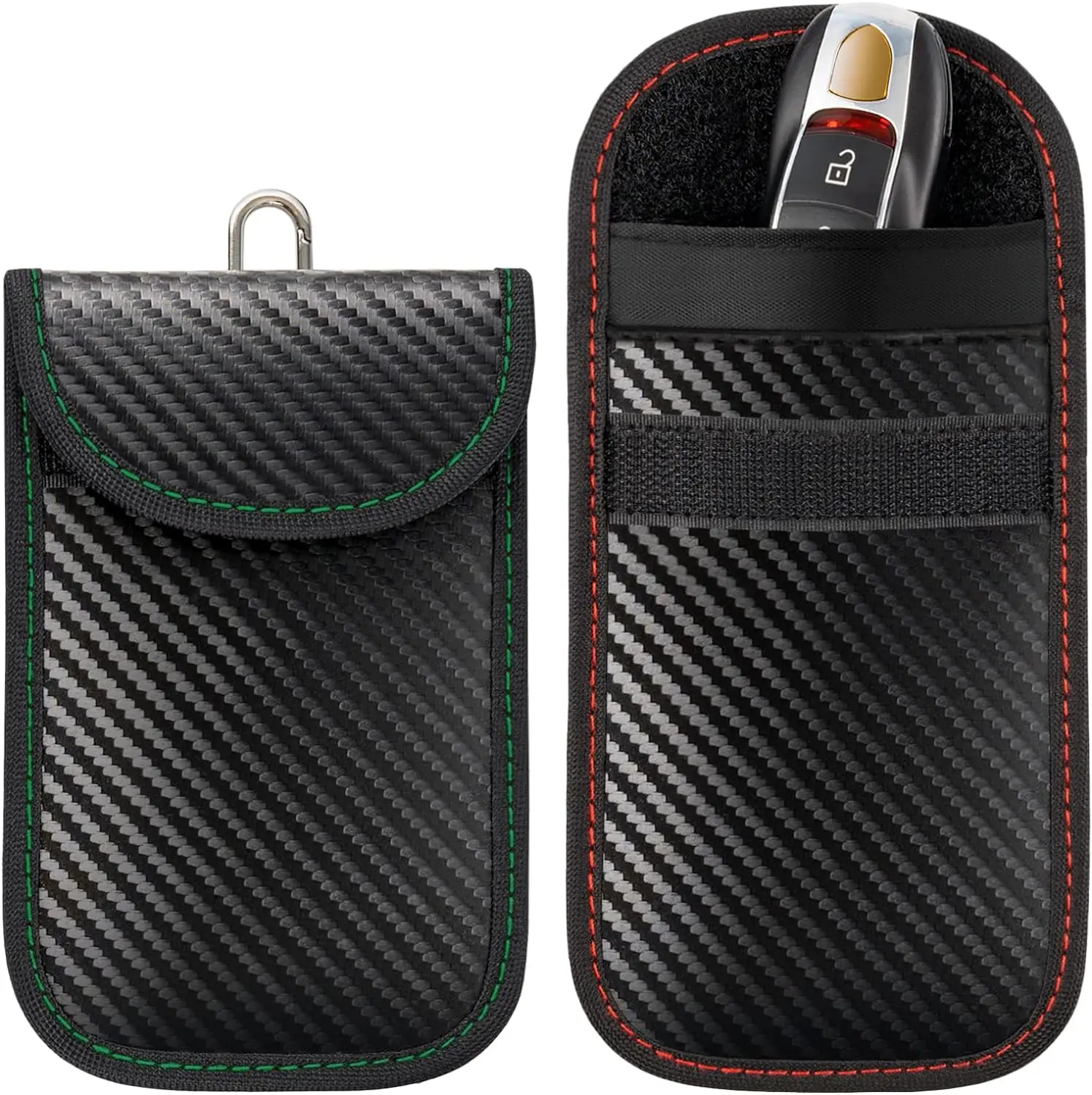 Fashion Anti-theft Pouch Anti-Hacking Case Carbon Fiber leather car keys holder RFID blocking