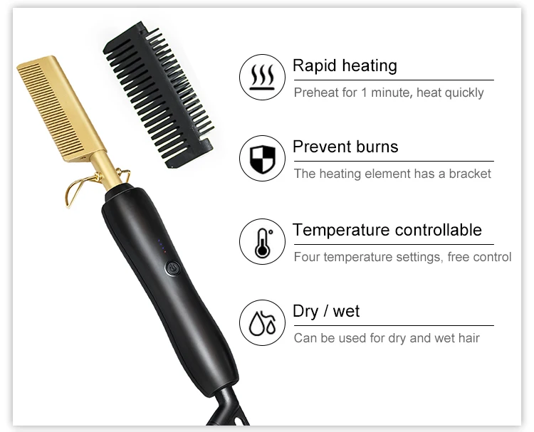Most Popular Flat Iron Heated Hotcombs And Curlin Private Label Fast Hair Straightener Pressing Electric Hot Comb