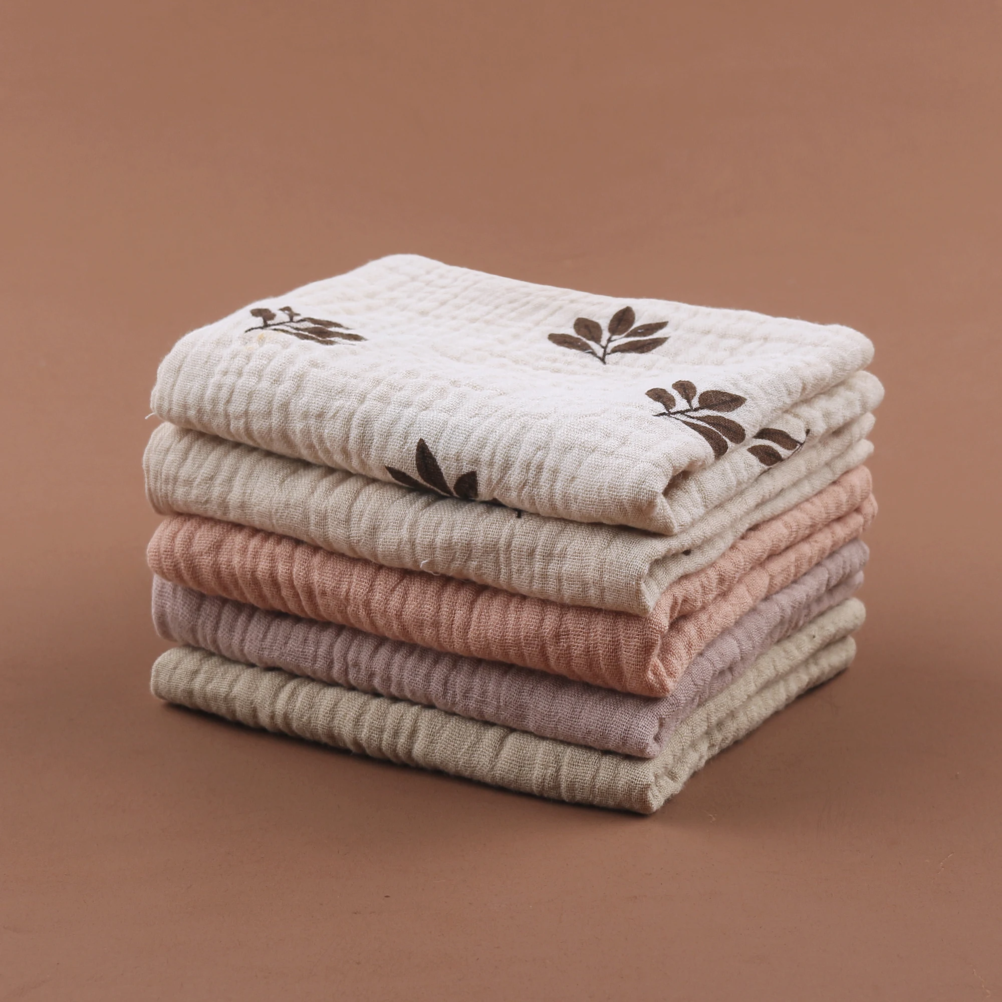 New 100% Organic Cotton Six-Layer Gauze Square Towel Muslin Face Cloth Handkerchief Baby Washcloth for Children