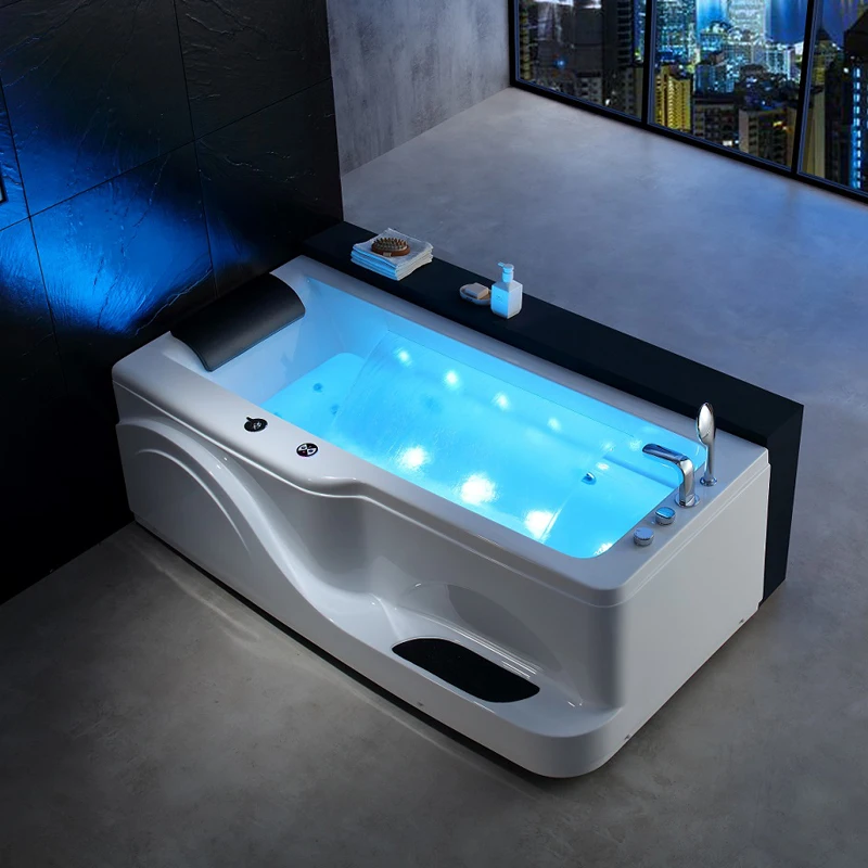 Whirlpool Waterfall Bathtub LED circular waterfall Bluetooth speaker with pillow