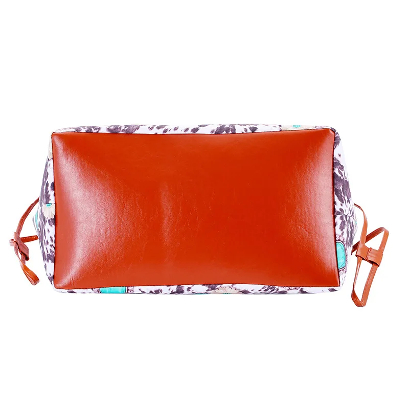 PU handle handbags shoulder bag Indian style cow pattern cosmetic bag handbag denim leopard pattern striped bag