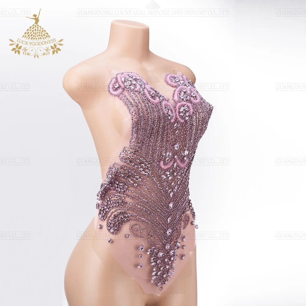 DRA-611 Fashion pink Beads Elegant Bodice Rhinestone Appliques For Women Dresses