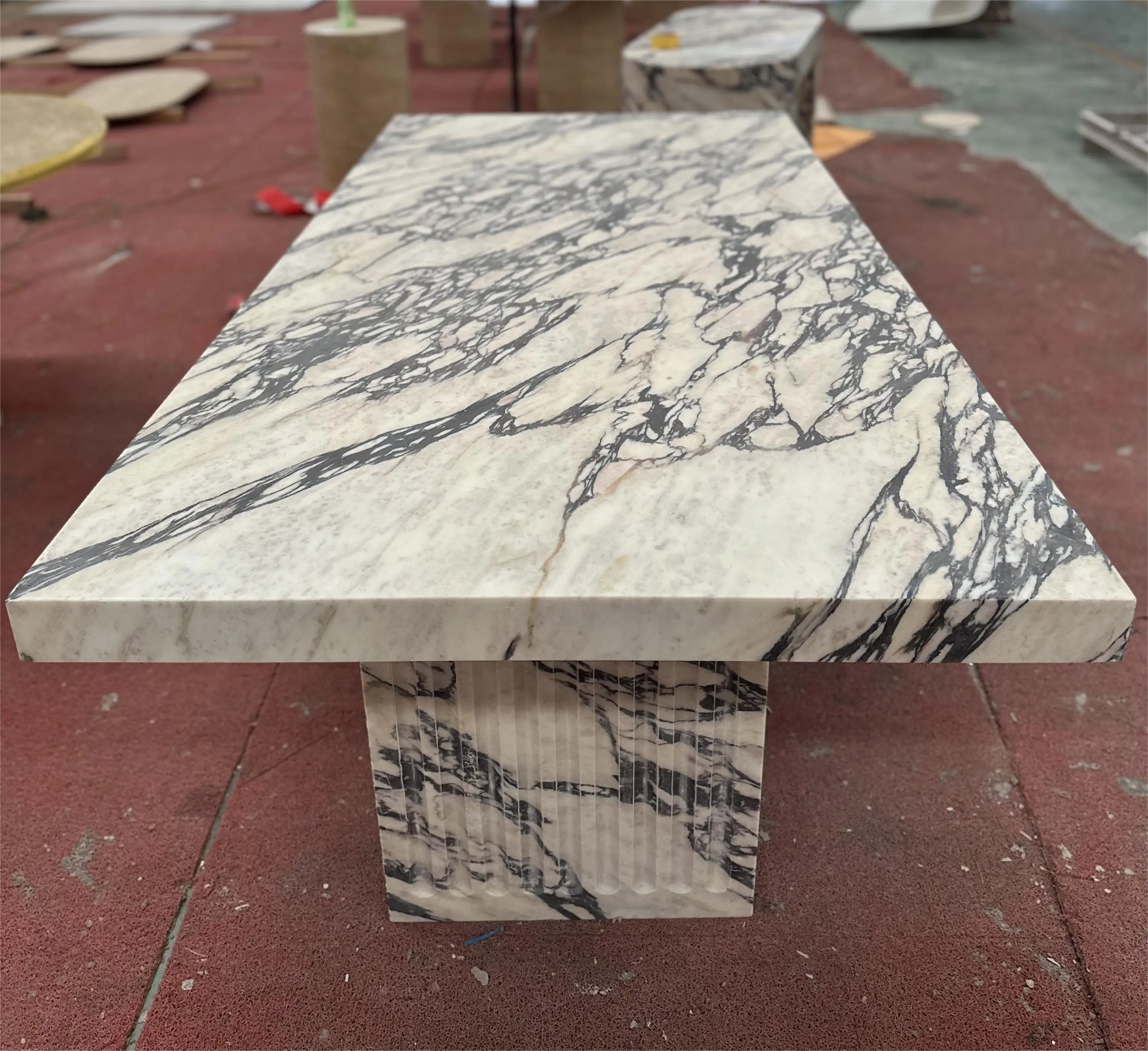 Роскошный Прямоугольный Обеденный стол из натурального мрамора Calacatta Viola Marble