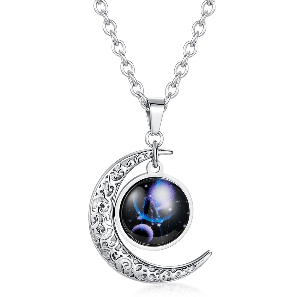 Luxury Hotsale Stainless Steel Womens Outer Space  Ball Moon Titanium Saturn Pendent Necklace