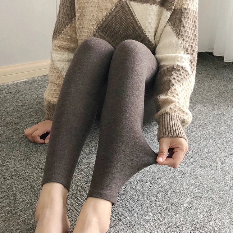 Осенне-зимние женские трикотажные бесшовные облегающие леггинсы из шерстяной кашемировой пряжи для девушек и