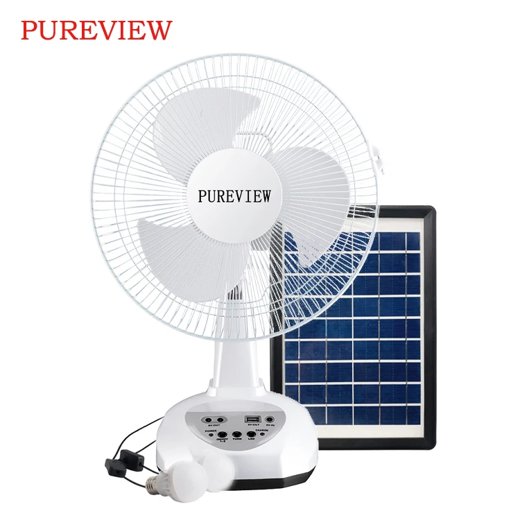 
Hot selling 12 inch Solar charging table electric fan with power bank function portable and solar rechargeable fan 