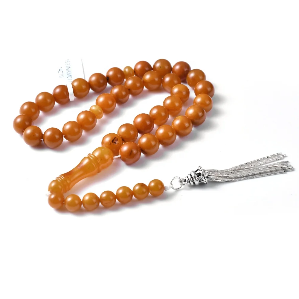 YS33NAM009 Natural Amber 925 Sterling Silver Tassel Prayer Bead Amber Prayer Beads Muslim Prayer Beads Islamic Tasbih Tesbih