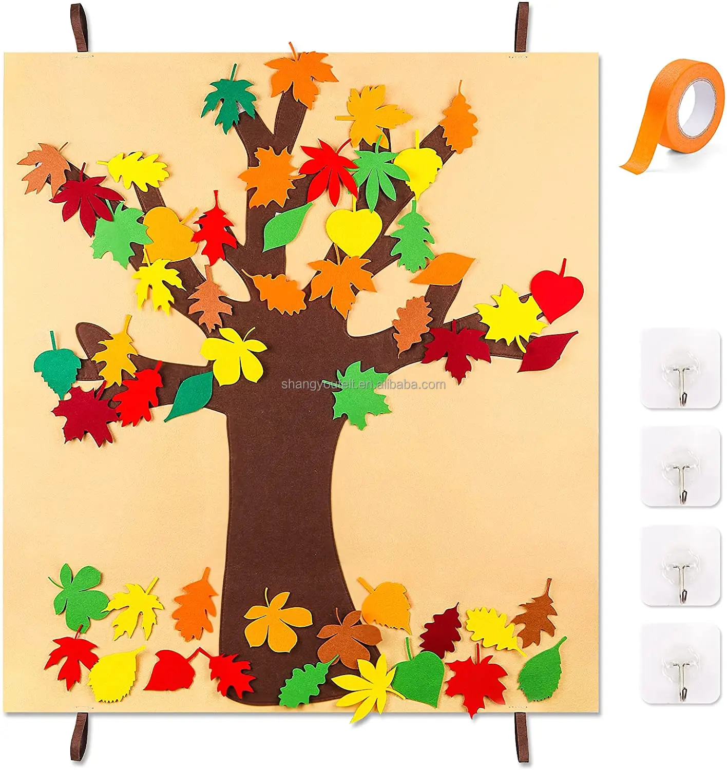 Kids Game Activity Educational Fall Tree Felt Board for Kids with Detachable Autumn Leaf Ornaments