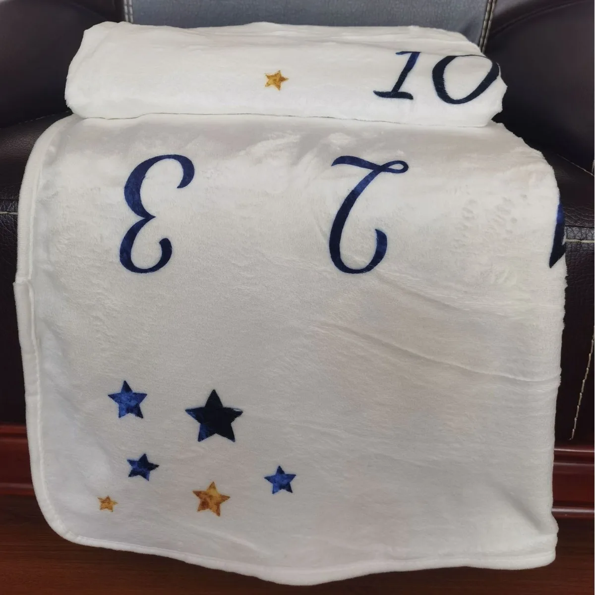 OEM Custom Newborns Soft double sides flannel  Infant Polyester Photoshoot Cartoon Photo Monthly Baby Milestone Blankets