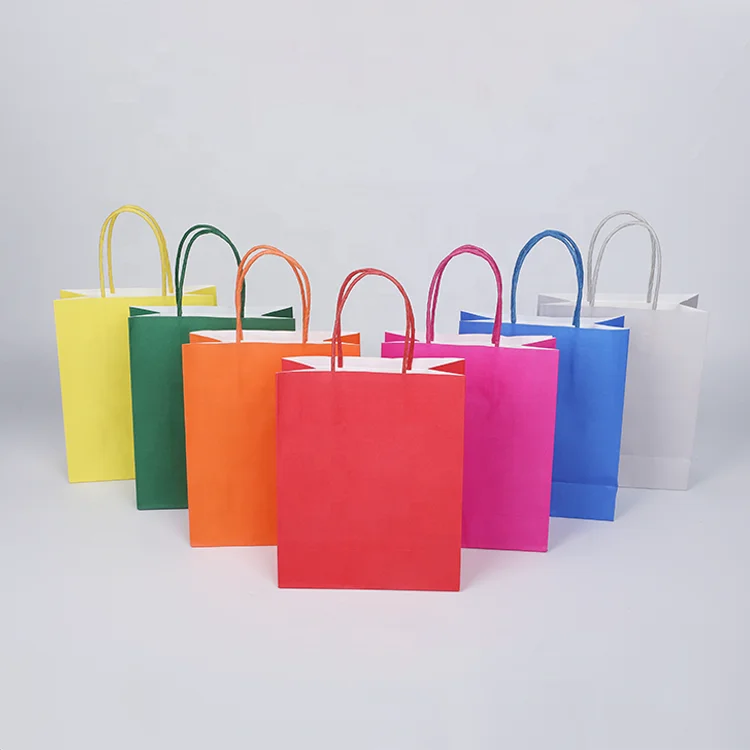 Custom lunch handmade take away fast food Multi Color Retail kraft paper bag for Wedding Party Favor