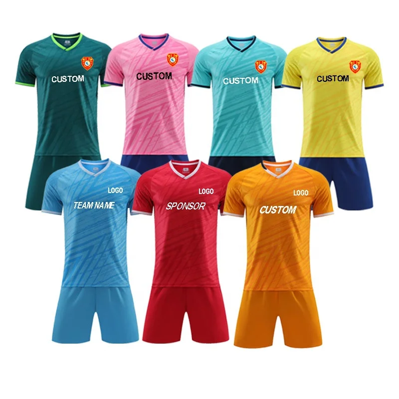 Hot sell plain Soccer Jerseys set Custom Logo Fashion Football shirts 100% polyester comfortable Football uniform wear