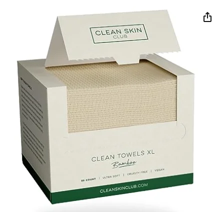 Clean Skin Club Bamboo Clean Towels XL, Award Winning Disposable Face Towel, Dry Makeup Removing Wipes, 100% Bamboo Fibers Super