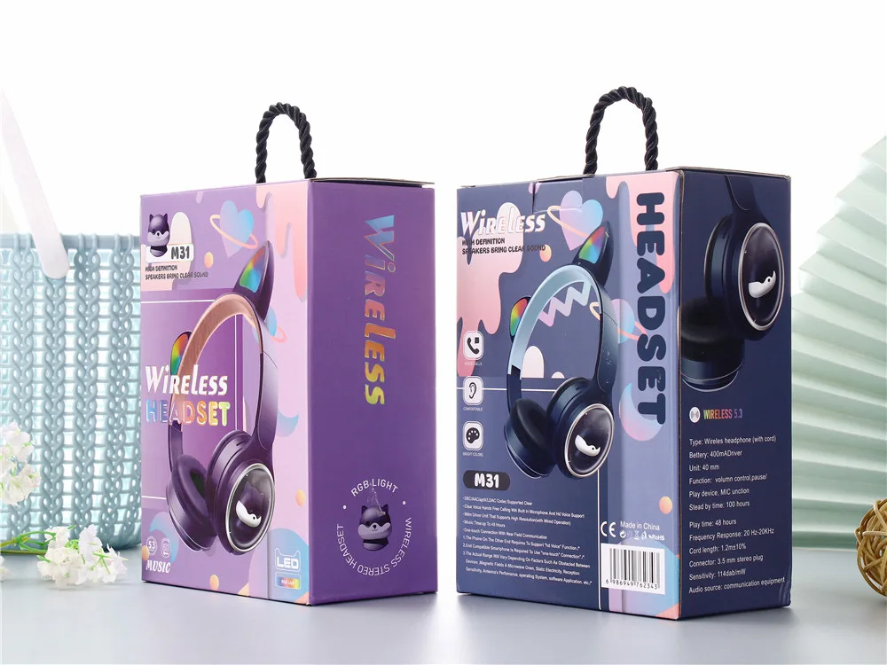 Portable Earphone cat ear cartoon gift earphone rabbit ear earphone anime headphones