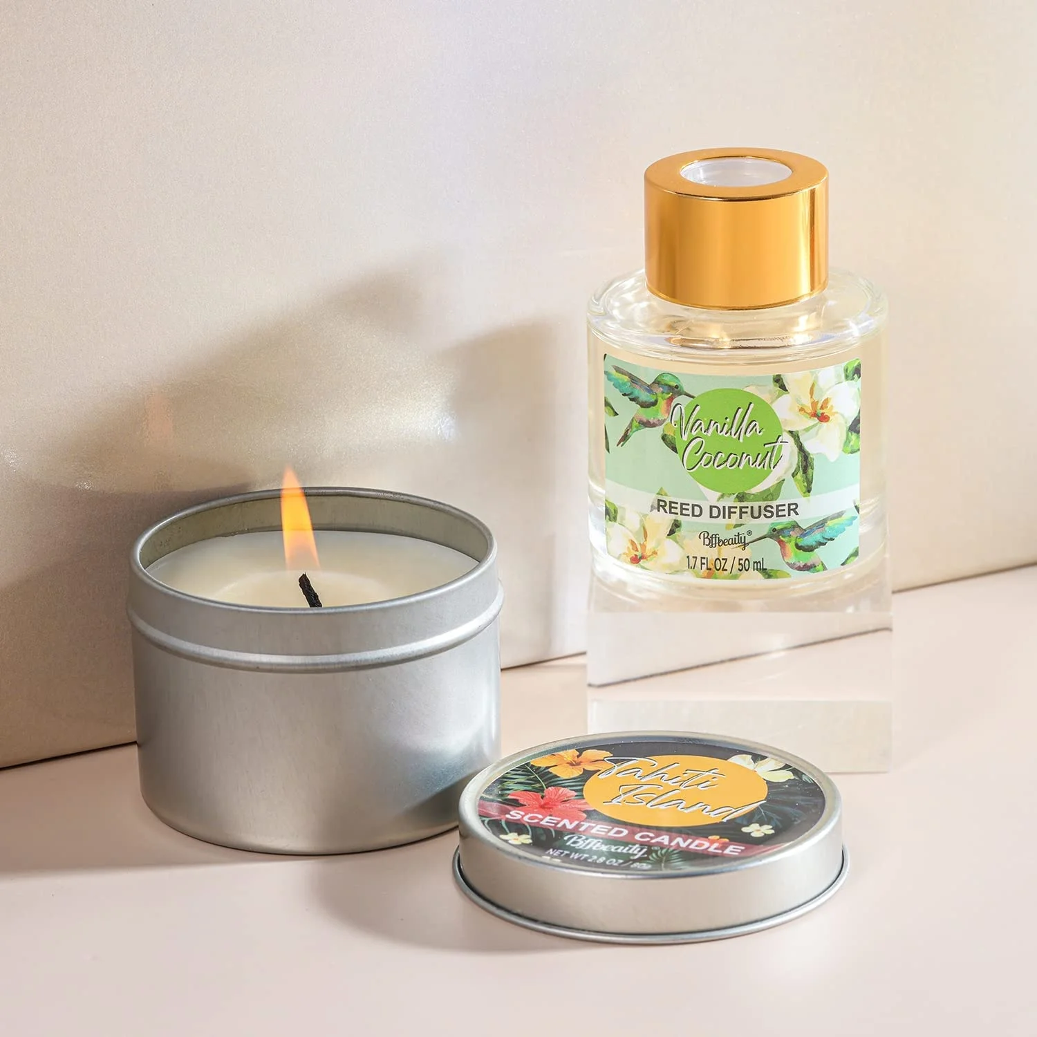 Vanilla Bath Sets for Women Gift Home Spa Kit with Box Shower Gel Bubble Bath Body Lotion Scented Candle Spa Gifts