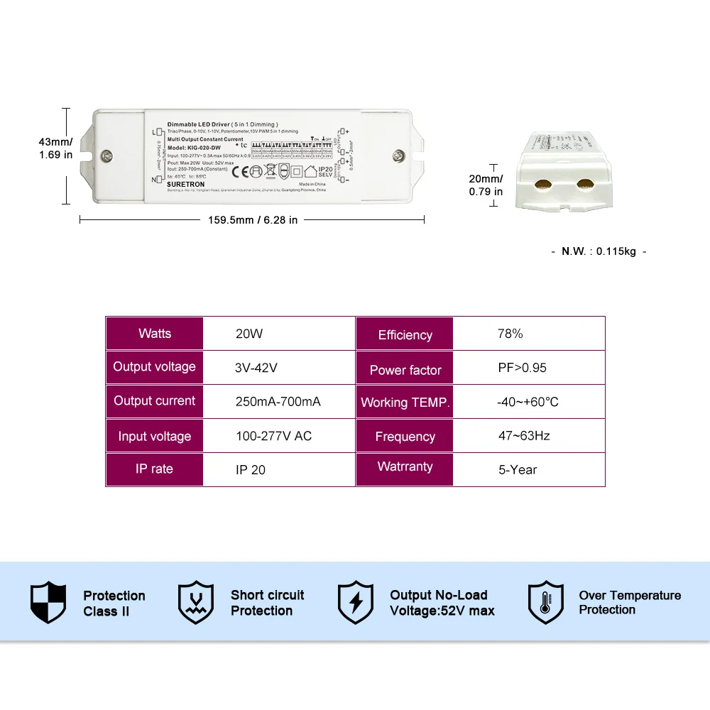 UL Listedled power supply 250ma 350ma 500ma 600ma 700ma triac 010v constant current dimmable led driver