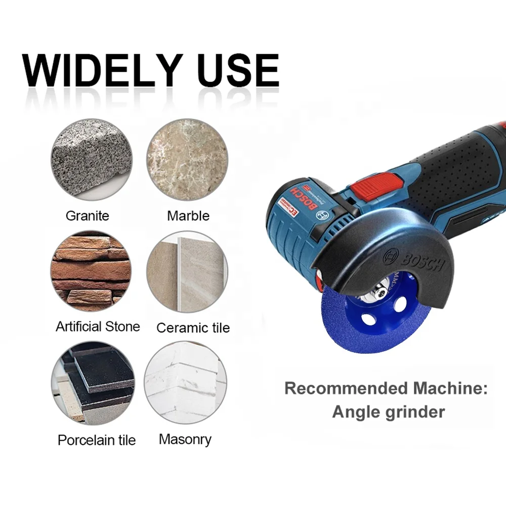 SHDIATOOL Dia 75mm Diamond Vacuum Brazed Bowl Grinding Wheels Grinding Disc Cutting Wheel For Marble/Tile/Concrete