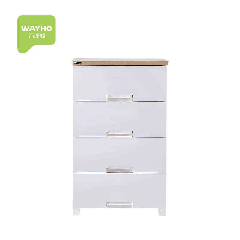 Popular plastic model wide 4 drawer cabinet for home use