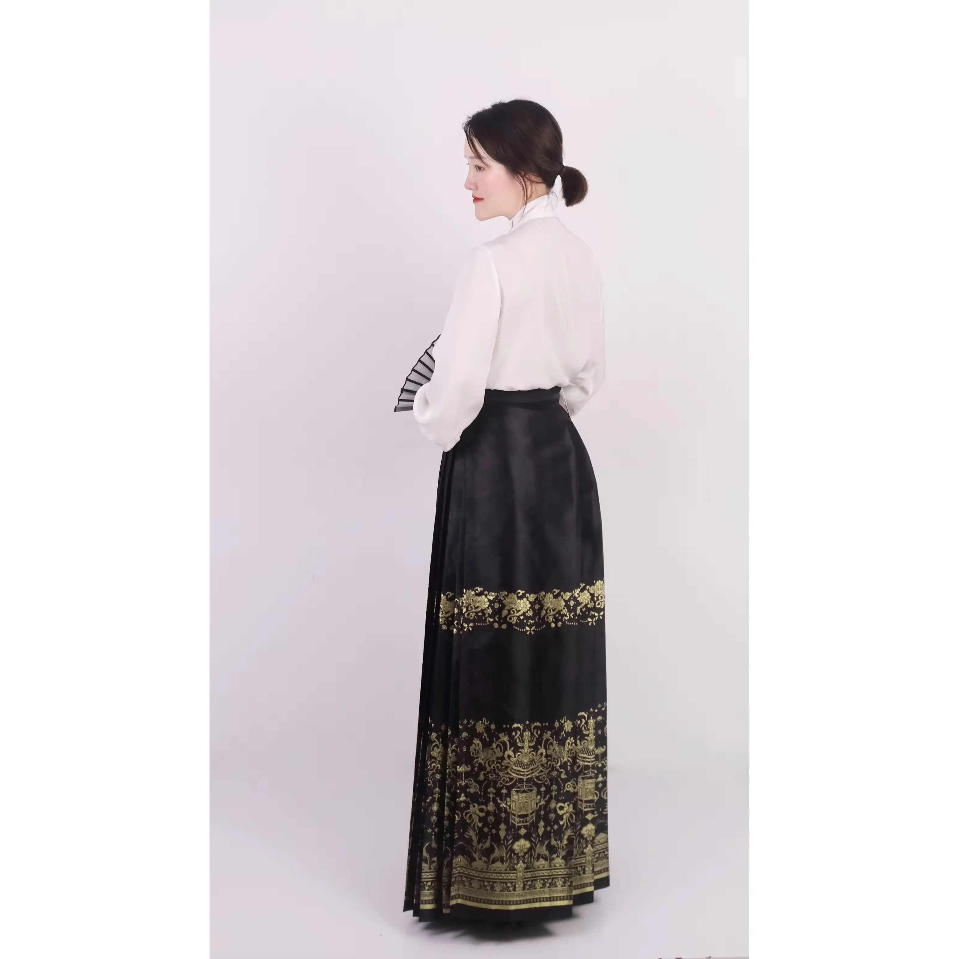 Hanfu Costume Women Khov Skirt Big Sleeve Shirt Silk Full Suit Traditional Chinese Clothing