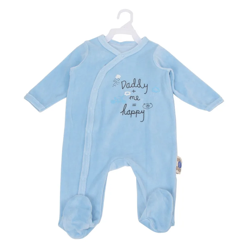 
wholesale Newborn Boys Girls Long sleeves Jumpsuits Soft Warm Velvet Stretches Foot Baby Romper Bodysuits Clothes 