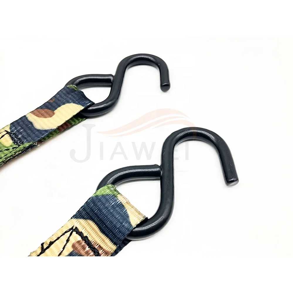 camo ratchet tie Down Straps with S-hook Small Camo Ratchet Strap Cargo Lashing Strap Rustproof Kayak 25mm/1inch