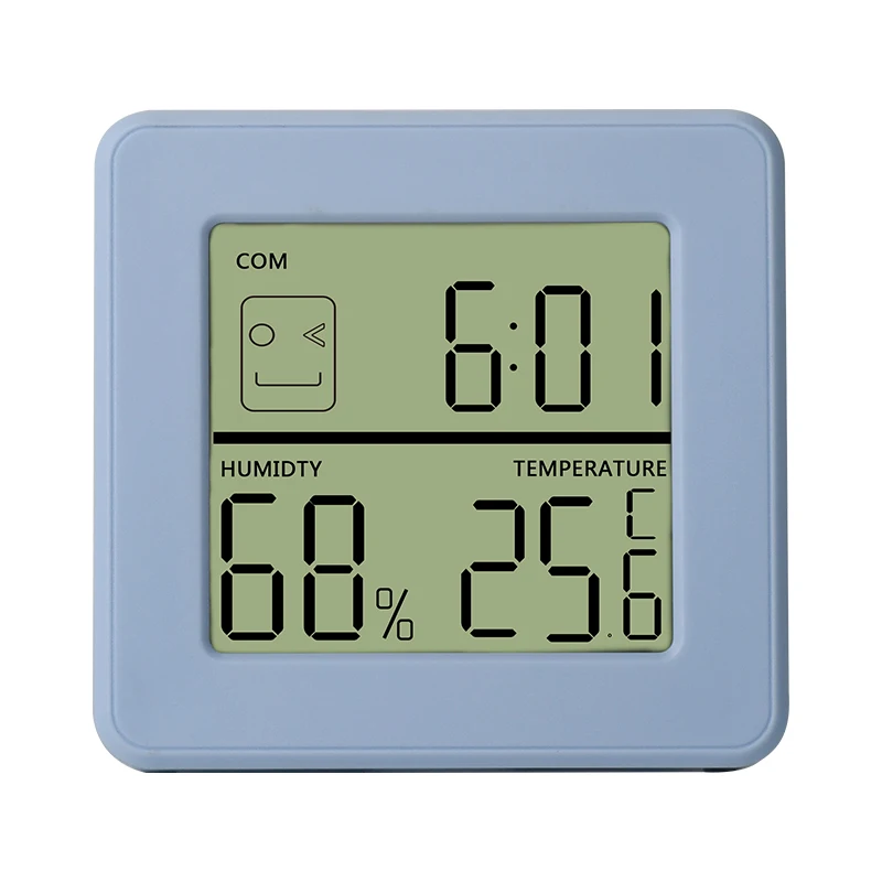 Digital Indoor Thermometer Temperature and Humidity Display Alarm Clock with Emotions Display for Living room Baby room or Gift