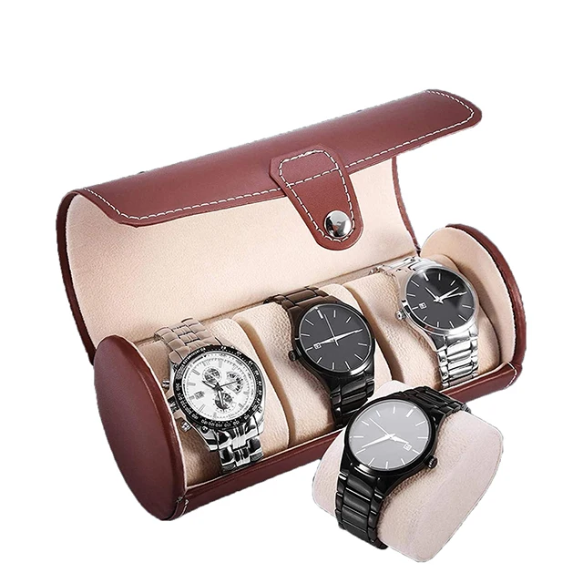 Factory Watch Box Roll-3 Slot Watch Case Travel PU Leather Watch Roll Box Organizer