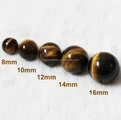8/10/12/14/16mm synthetic custom made round tiger eye stone beads with hole for jewelri making