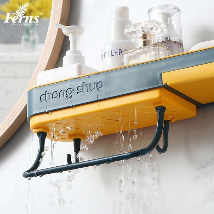 Eco Friendly Plastic Storage Shelves Wall-Mounted No Drilling Bathroom Organizer Bathroom Plastic Shower Basket