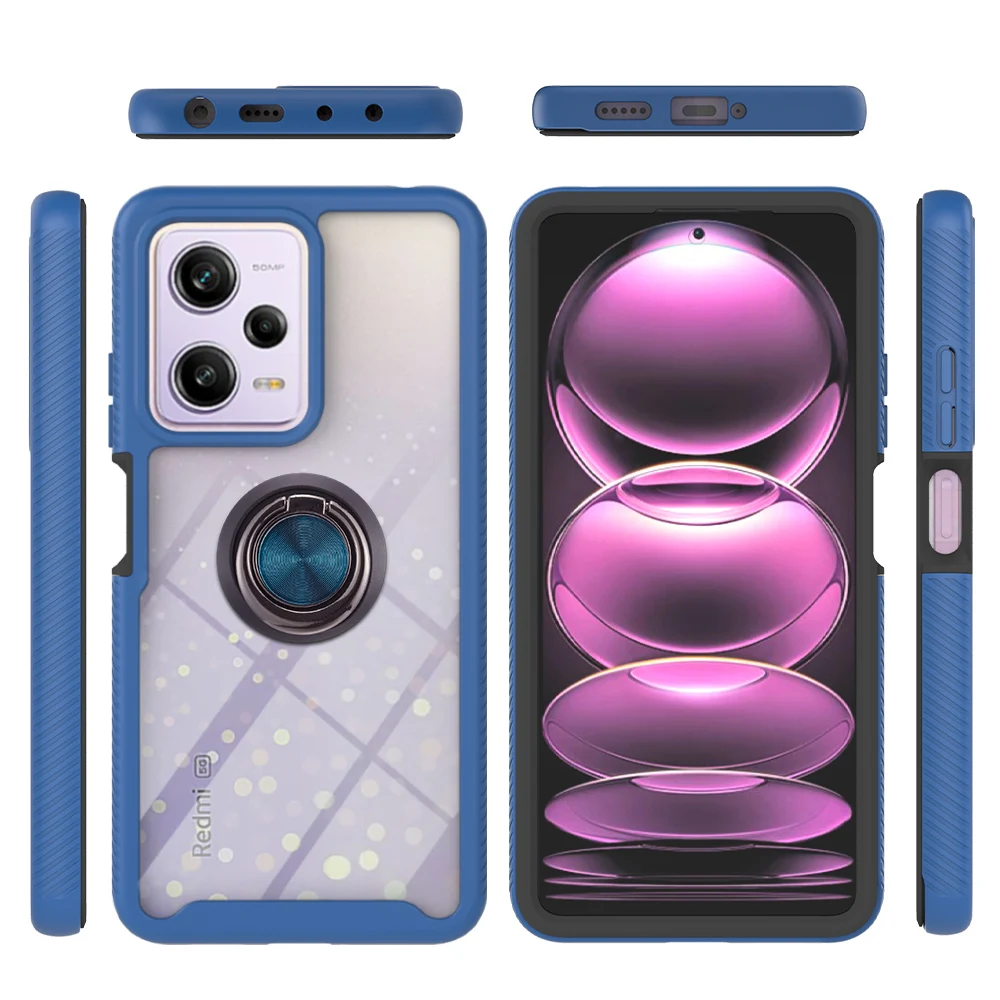 Double border structure high protection for Xiaomi Redmi Note 12Pro for OPPO for Huawei ring stand case