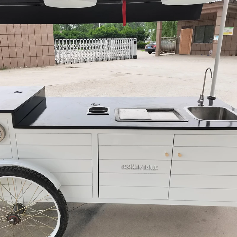 Unique Design Coffee Vending Tricycle Bubble Tea Bike Coffee Drinks Serving Trolley For Sale