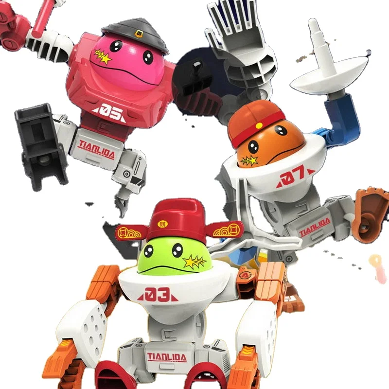 Hot sale deformation kids toy plastic assembling magnetic robot rod strategic mech intelligent assembly toy robot