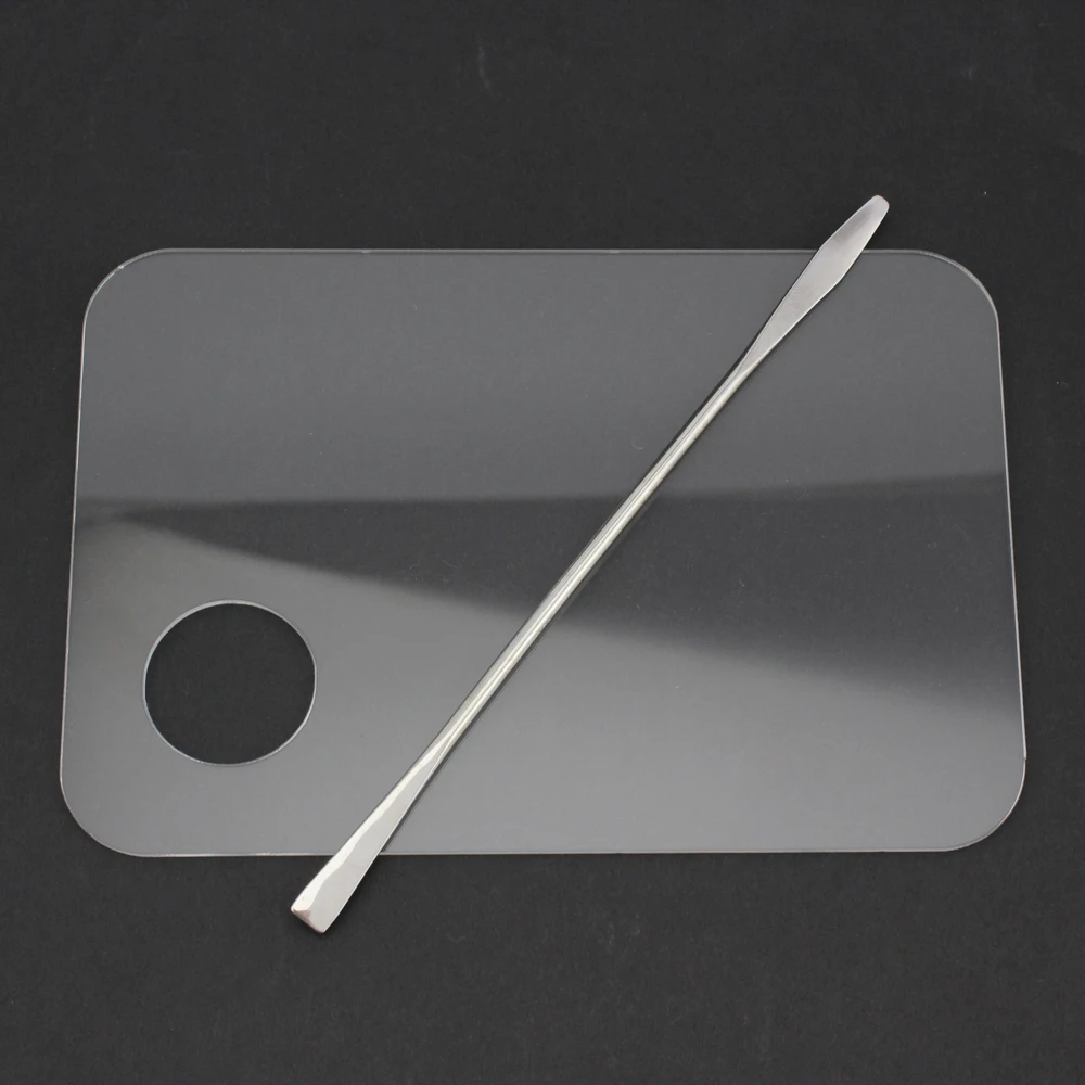 Professional Lightness Acrylic Foundation Eyelash makeup tool stainless steel cosmetic Mixing palette with spatula