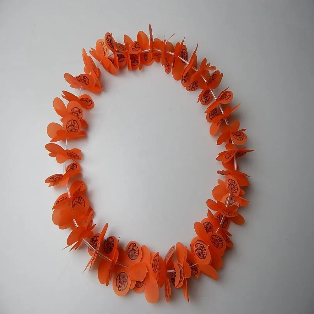 wholesale Customized  Hawaiian Luau Flower lei  Necklace orange jagermeister lei