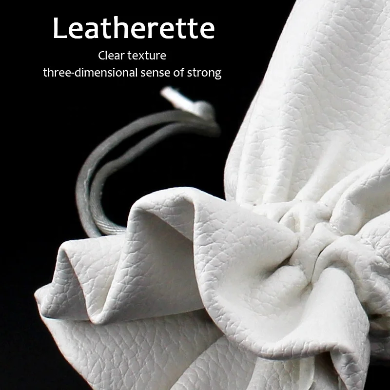 Luxurious Custom PU Leather Pouch Cosmetic Drawstring Bag Round Bottom Bag