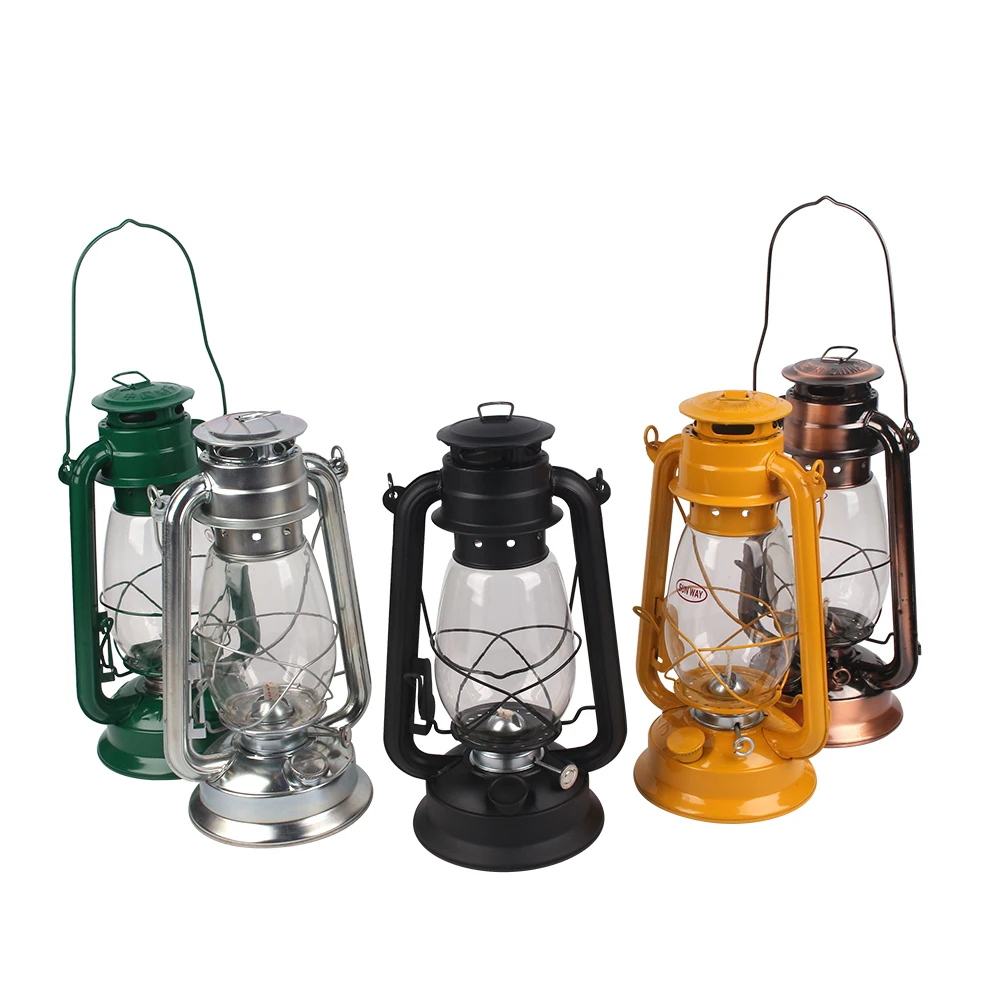 Emergency classic outdoor Camping Light decorative kerosene vintage glass metal handheld fire paraffin  oil lamp