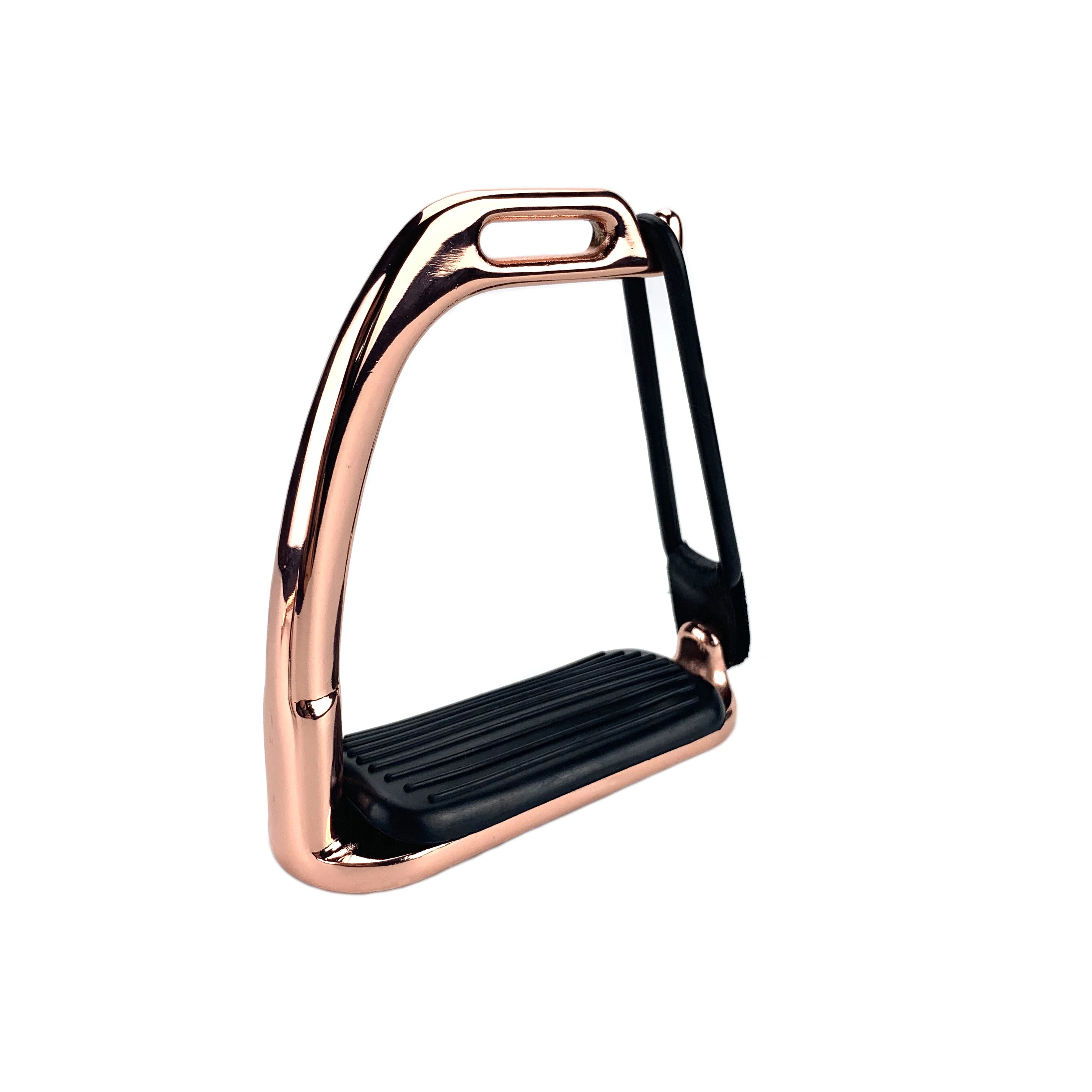 rose gold Horse Stirrup with Rubber Ring & Leather Strap