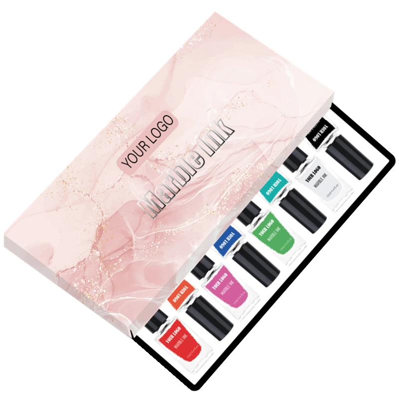 Create your own brand nail art salon Marble Watercolor Ink colors blooming gel polish kit  for nail art design