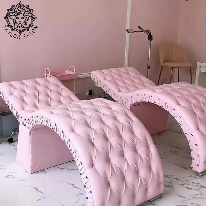 Leather Facial Massage Bed Modern Curve Lash Bed for Beauty Salon