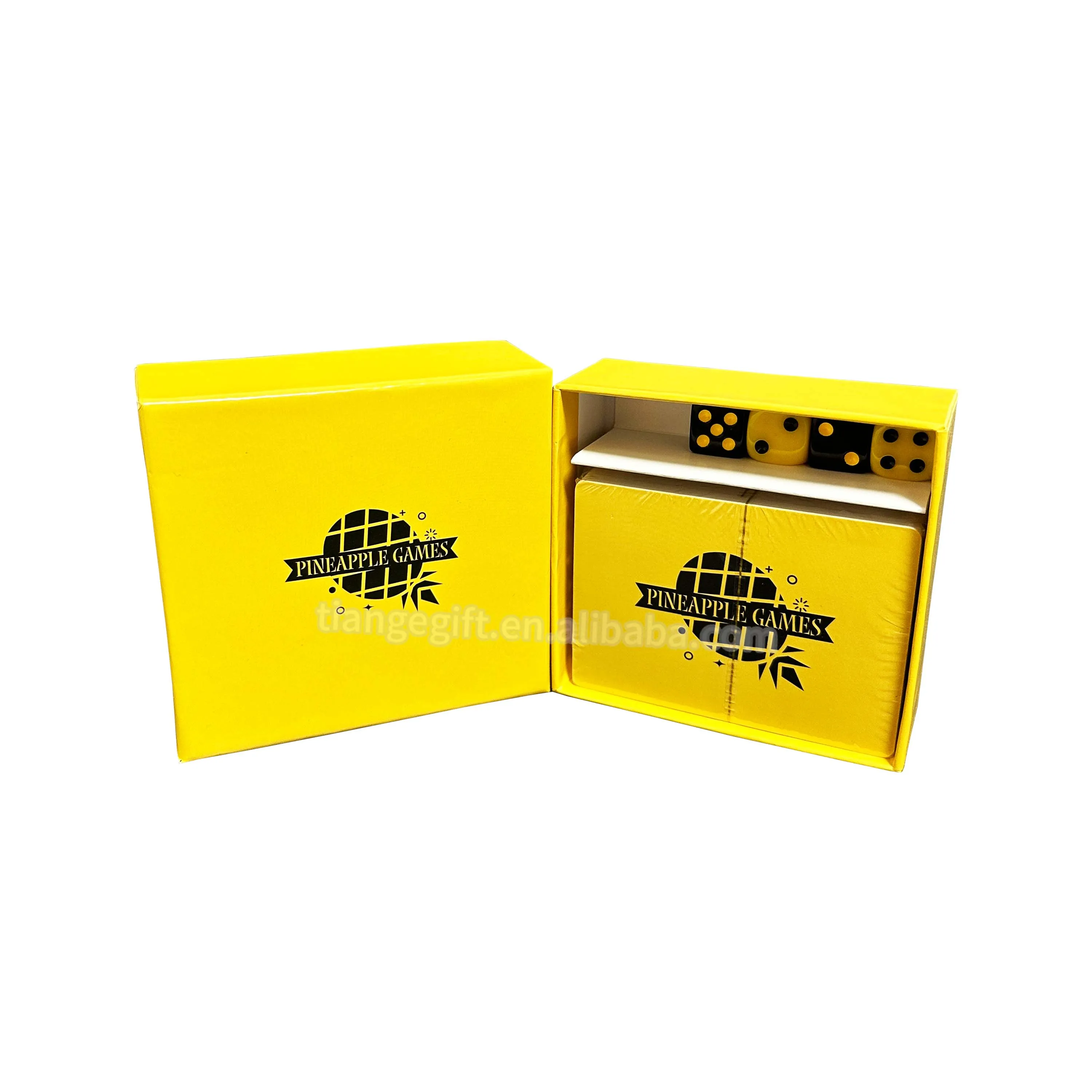 Full Color Deck of Playing Cards Printing Custom Yellow Adult 18+ Card Game With Dices