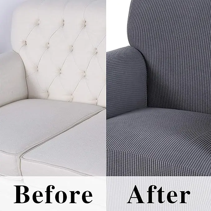 Stretch Chair Sofa Slipcover Spandex Jacquard Non Slip Soft Couch Sofa Cover Washable with Non Skid Foam