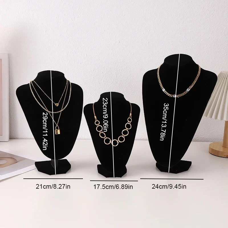 Factory Outlet Three Sizes Wholesale Velvet Necklace Bust Display 3D Jewelry Organizer Mannequin Model Display Stand Holder