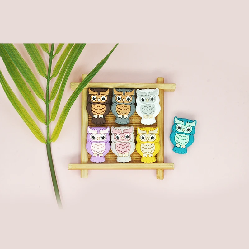 Hot Selling Animal Owl  Chewable Bead DIY Pacifier Chains Accessories Free Baby Silicone Focal Beads