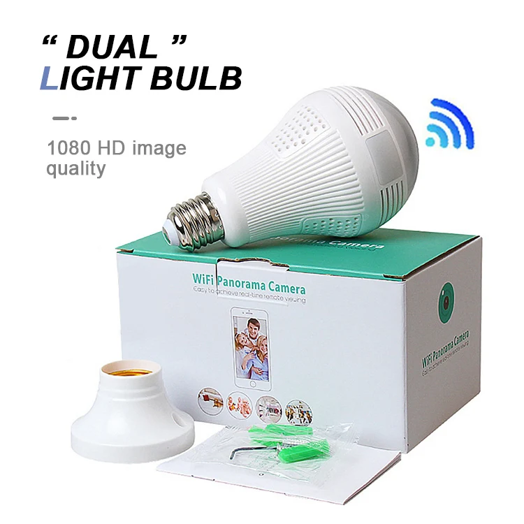 Hd Waterproof Fisheye 360 Panoramic Night Vision Ip Smart Wifi Security Light Led CCTV Bulb Hidden Camera Lampad